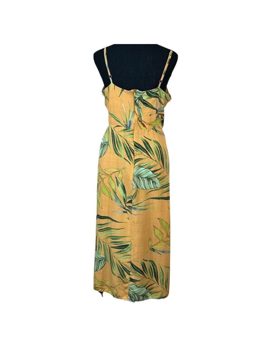 Kauf Mustard Yellow Tropical Sexy Viscose Sundress Size M - Picture 3 of 14